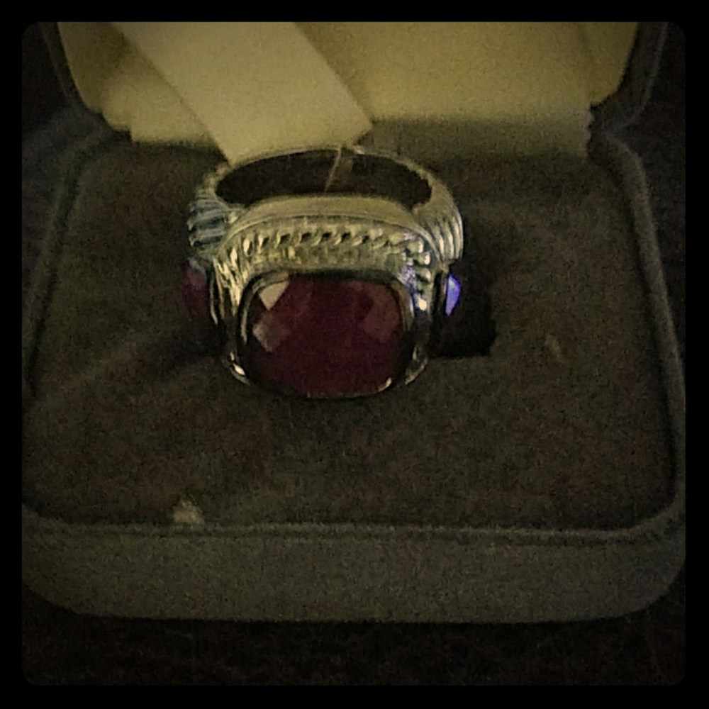 New Unisex Sterling Silver Ruby Cabochon Ring